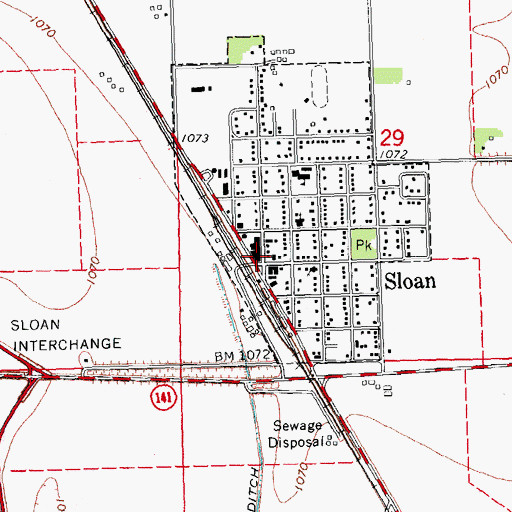Topographic Map of Sloan, IA