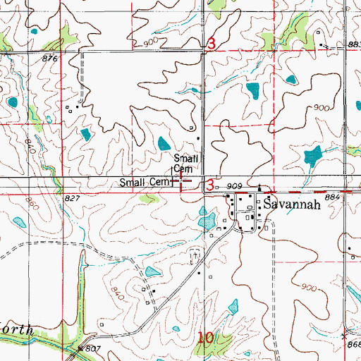 Topographic Map of Small Cemetery, IA