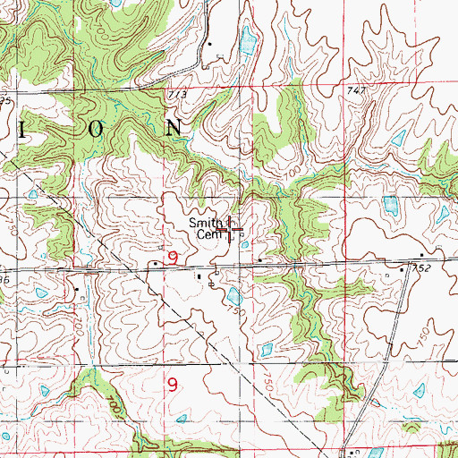 Topographic Map of Smith Cemetery, IA