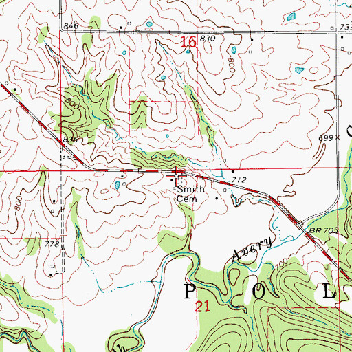 Topographic Map of Smith Cemetery, IA