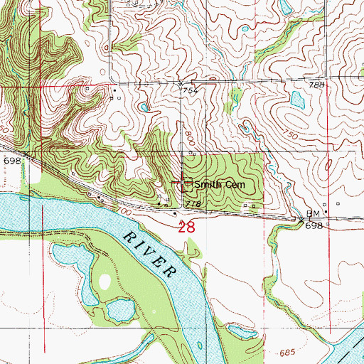 Topographic Map of Smith Cemetery, IA