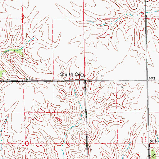 Topographic Map of Smith Cemetery, IA