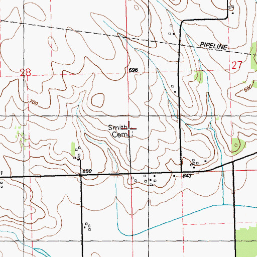 Topographic Map of Smith Cemetery, IA
