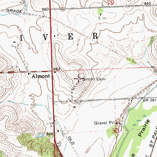 Topographic Map of Smith Cemetery, IA