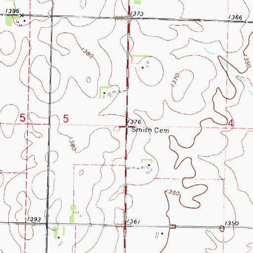 Topographic Map of Smith Cemetery, IA