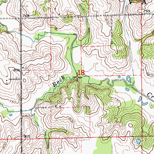 Topographic Map of Smith Creek, IA