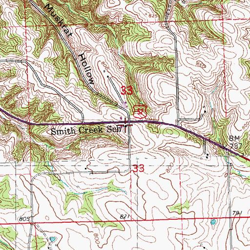 Topographic Map of Smith Creek School, IA