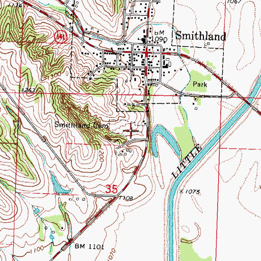 Topographic Map of Smithland Cemetery, IA