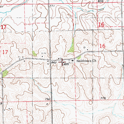 Topographic Map of Smithtown Church, IA
