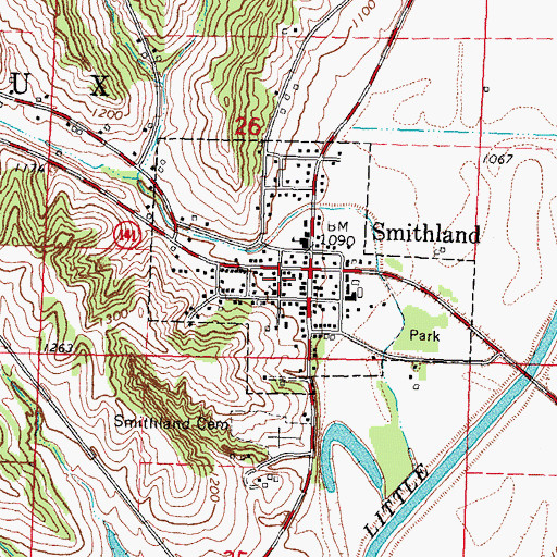 Topographic Map of Smoky Hollow, IA