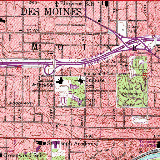 Topographic Map of Smouse Opportunity School, IA