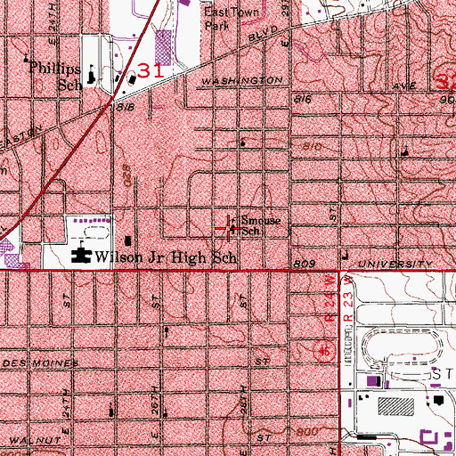 Topographic Map of Smouse School, IA