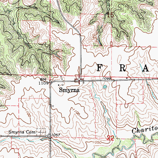 Topographic Map of Smyrna, IA