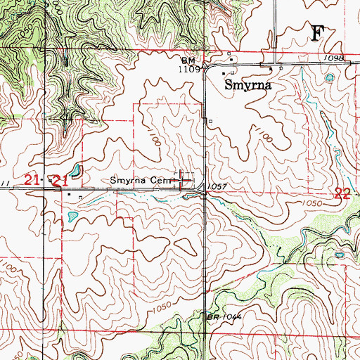 Topographic Map of Smyrna Cemetery, IA