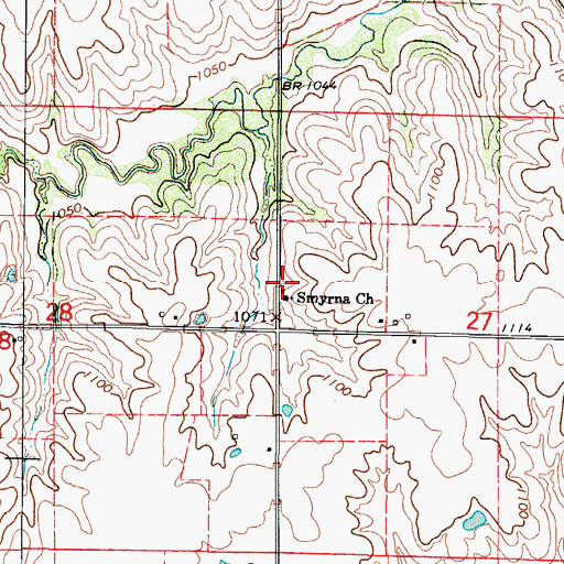 Topographic Map of Smyrna Church, IA