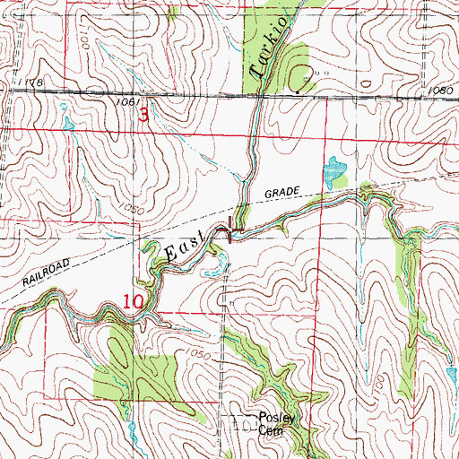 Topographic Map of Snake Creek, IA