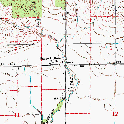 Topographic Map of Snake Hollow School, IA