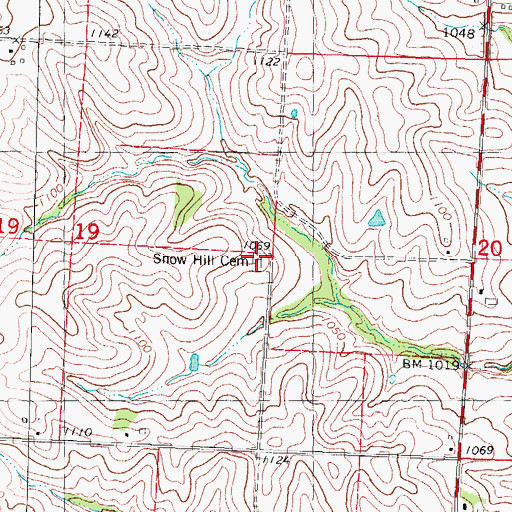 Topographic Map of Snow Hill Cemetery, IA