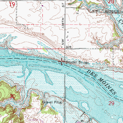 Topographic Map of Snyder Bridge, IA