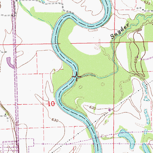 Topographic Map of Snyder Creek, IA