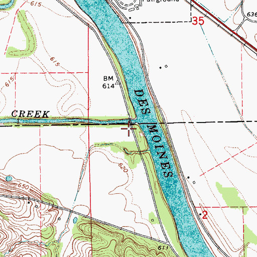 Topographic Map of Soap Creek, IA