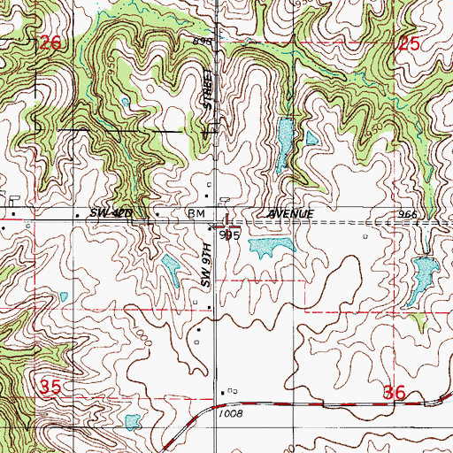 Topographic Map of Social Plains School, IA