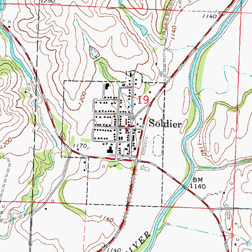Topographic Map of Soldier, IA