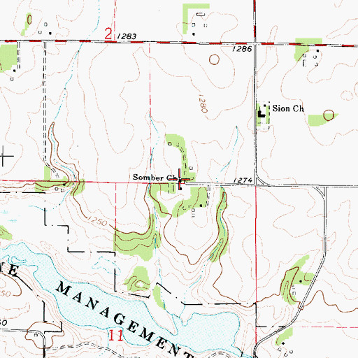 Topographic Map of Somber Church, IA