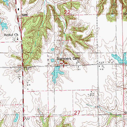 Topographic Map of Sommers Cemetery, IA