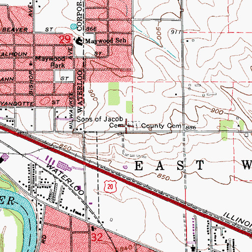 Topographic Map of Sons of Jacob Cemetery, IA