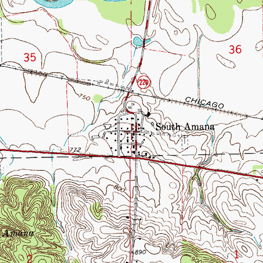 Topographic Map of South Amana, IA
