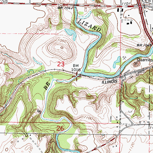 Topographic Map of South Branch Lizard Creek, IA
