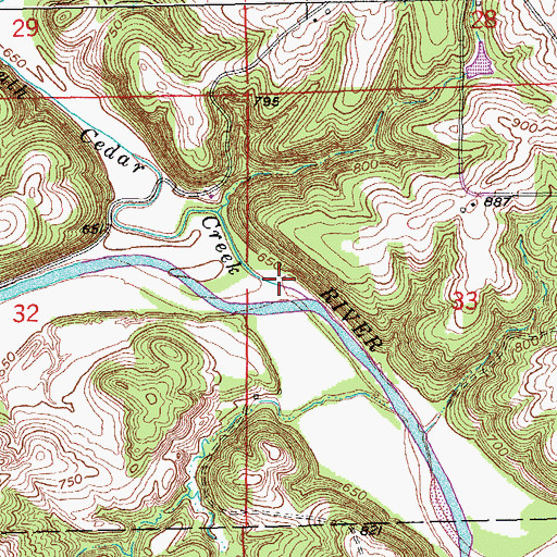 Topographic Map of South Cedar Creek, IA