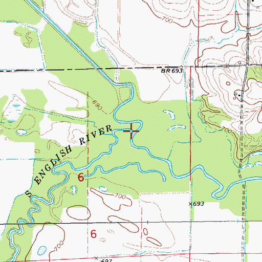 Topographic Map of South English River, IA