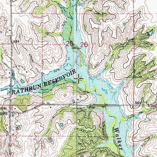 Topographic Map of South Fork Walker Branch, IA