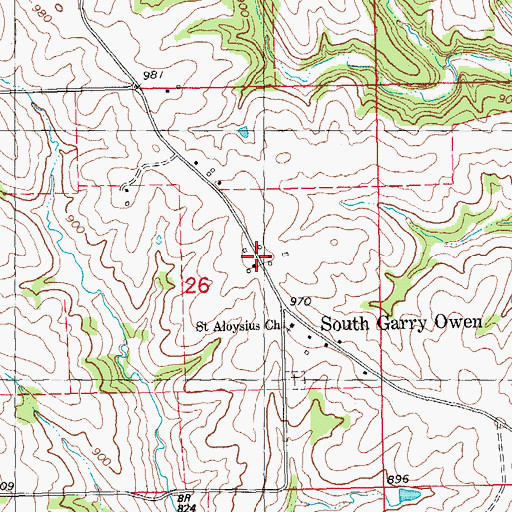 Topographic Map of South Garry Owen, IA