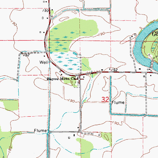 Topographic Map of Bayou Meto Church, AR