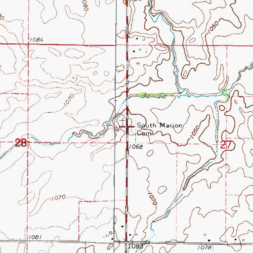 Topographic Map of South Marion Cemetery, IA