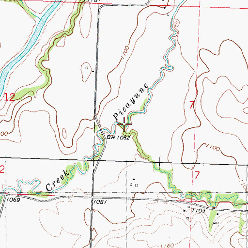 Topographic Map of South Picayune Creek, IA