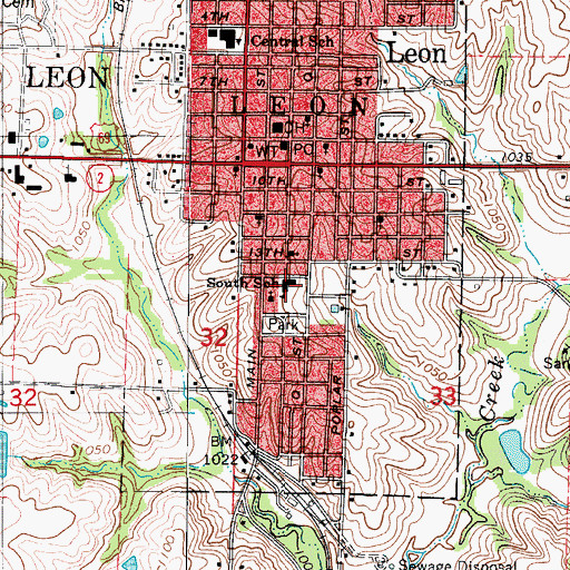 Topographic Map of Central Decatur South Elementary School, IA