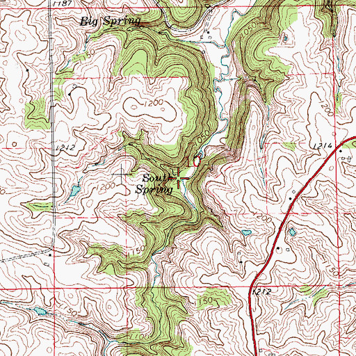 Topographic Map of South Spring, IA