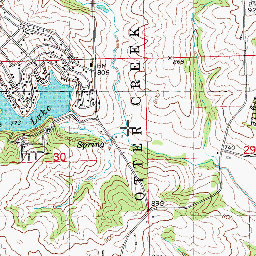 Topographic Map of South Spring Branch, IA