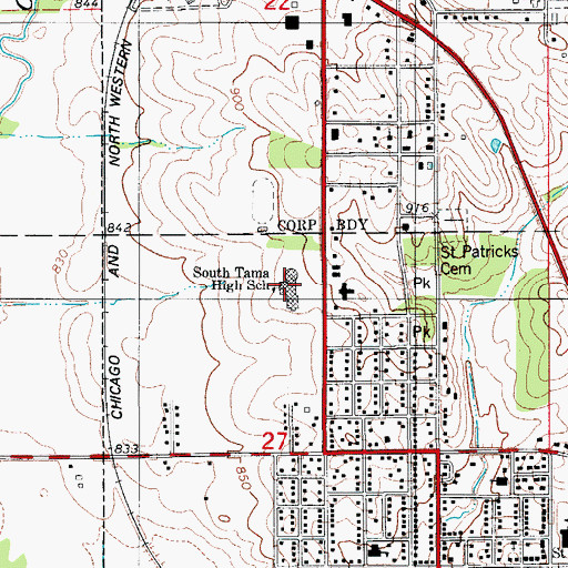 Topographic Map of South Tama County High School, IA