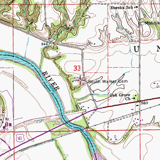 Topographic Map of South Walker Cemetery, IA