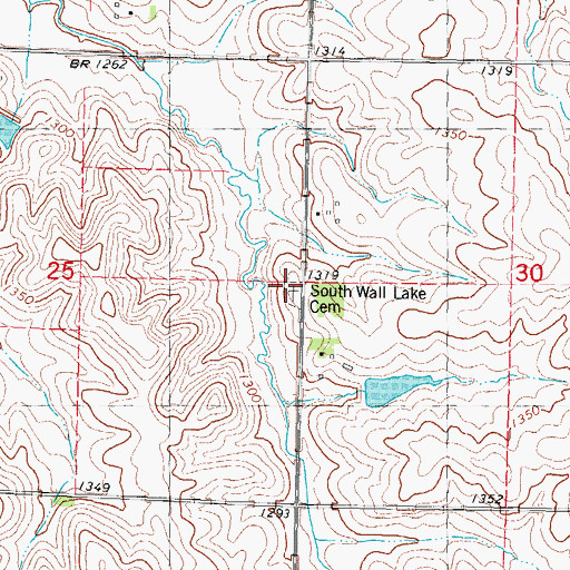 Topographic Map of South Wall Lake Cemetery, IA