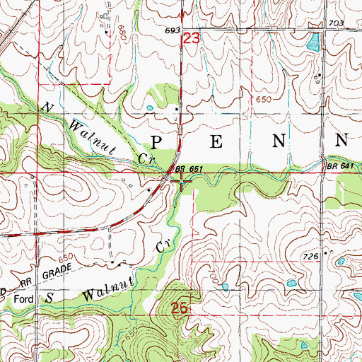 Topographic Map of South Walnut Creek, IA