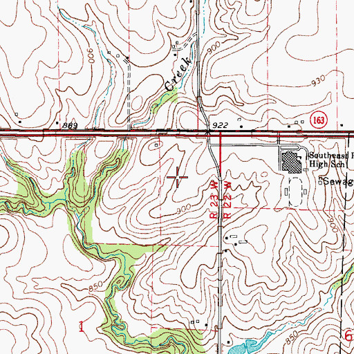 Topographic Map of Southeast Polk High School, IA