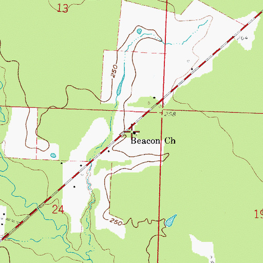 Topographic Map of Beacon Church, AR