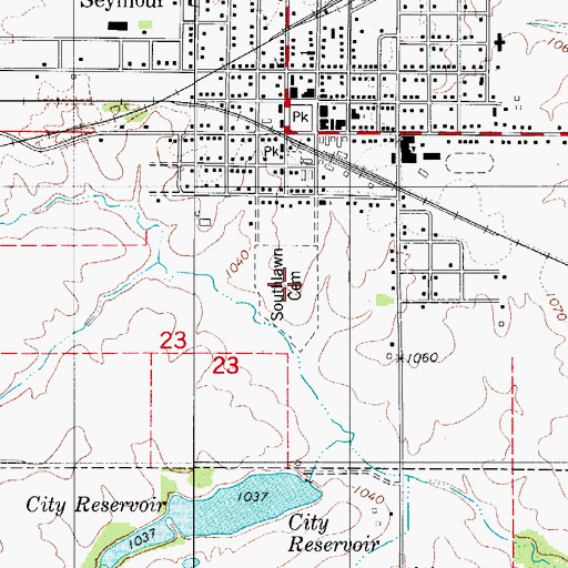 Topographic Map of Southlawn Cemetery, IA