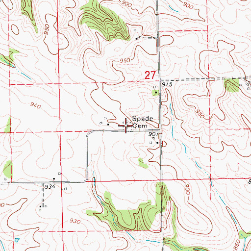 Topographic Map of Spade Cemetery, IA